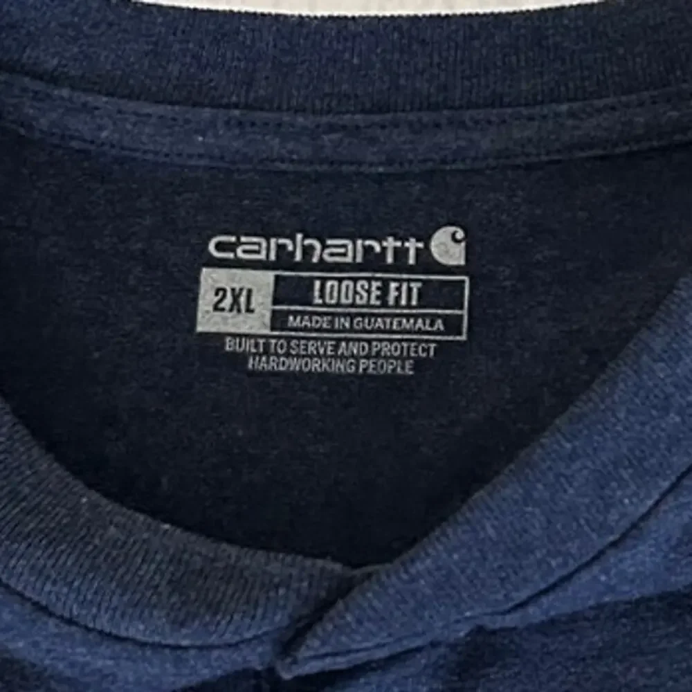 Carhartt Loose Fit Pocket Henley T-Shirt Navy Blue 2XL Heavyweight Workwear - Picture 5 of 8